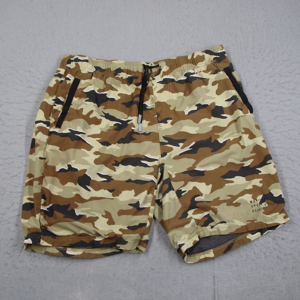 Municipal Sport Utility Gear Mens Camo Training Shorts Brown Tan Large L